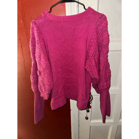 FATE Handknit Puff Sweater Pink Berry Large - Picture 8 of 10